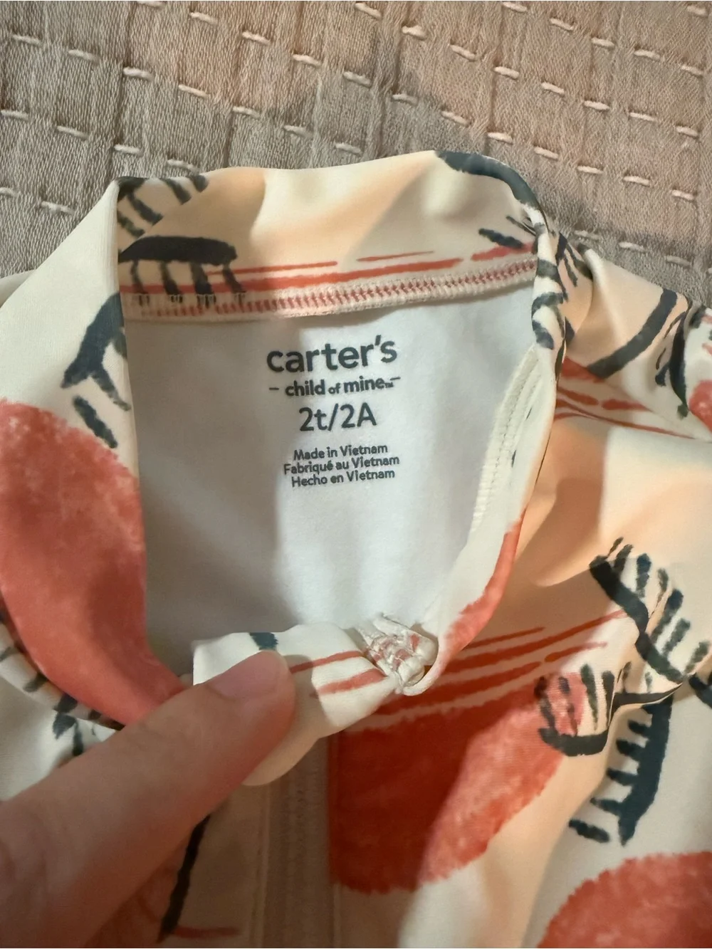 Carter’s Long-Sleeve Rash Guard Swimsuit in Coral Palm